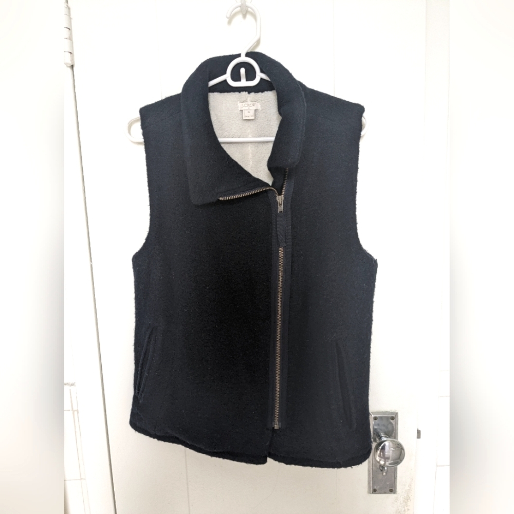 Navy JCrew Sherpa Vest
